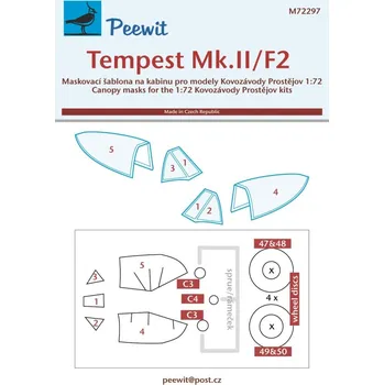 Plastikový model Peewit 1/72 Canopy mask Tempest Mk.II/FS (KP)