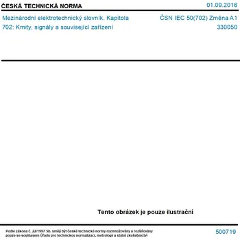 ČSN IEC 50(702) Změna A1 - Mezinárodní elektrotechnický slovník. Kapitola 702: Kmity, signály a související zařízení - Tisk