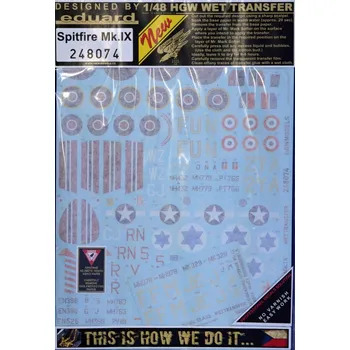 Plastikový model HGW 1/48 Decals Spitfire Mk.IX (14x camo)