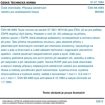 ČSN 68 4065 - Čisté chemikálie. Příprava odměrných roztoků pro acidobazické titrace - Tisk