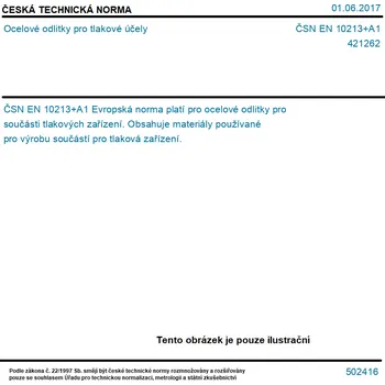 ČSN EN 10213+A1 - Ocelové odlitky pro tlakové účely - Tisk