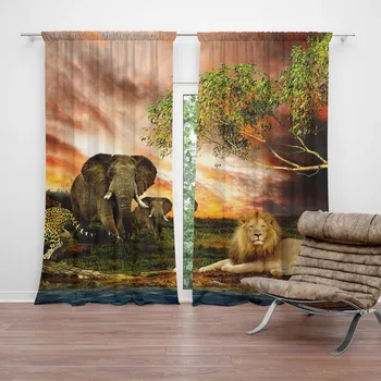 Sablio Zvířata ze Sahary závěs 2x 140 x 250 cm