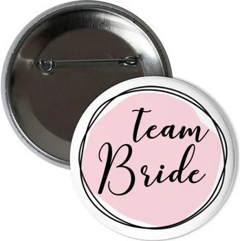 Odznáček s potiskem Placka team bride růžový kruh