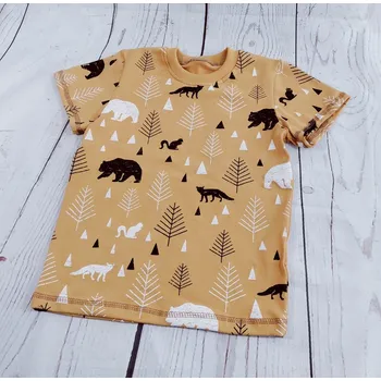 Chlapecké tričko Yháček Tričko s krátkým rukávem Yháček, Lesní zvěř na ostře hořčicové Velikost: 134