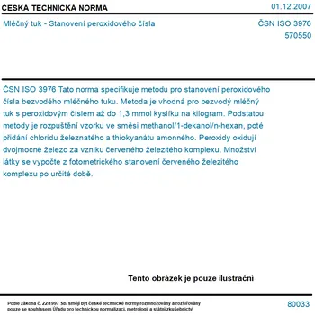 ČSN ISO 3976 - Mléčný tuk - Stanovení peroxidového čísla - Tisk