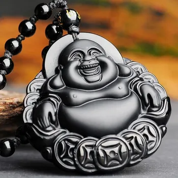 Náhrdelník Amulet HOJNOST a BLAHOBYT z obsidiánu MN6014