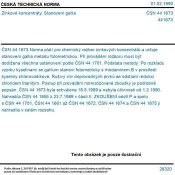 ČSN 44 1673 - Zinkové koncentráty. Stanovení gallia - Tisk