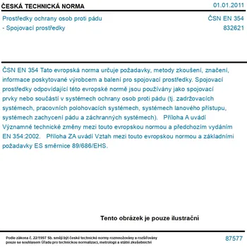 ČSN EN 354 - Prostředky ochrany osob proti pádu - Spojovací prostředky - Tisk
