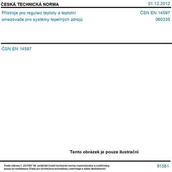 ČSN EN 14597 - Přístroje pro regulaci teploty a teplotní omezovače pro systémy tepelných zdrojů - Tisk