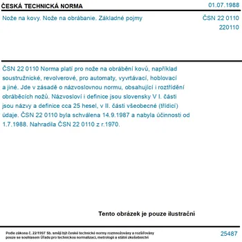 Stojan na nože ČSN 22 0110 - Nože na kovy. Nože na obrábanie. Základné pojmy - Tisk
