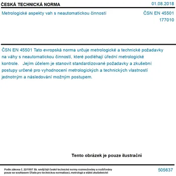 ČSN EN 45501 - Metrologické aspekty vah s neautomatickou činností - Tisk