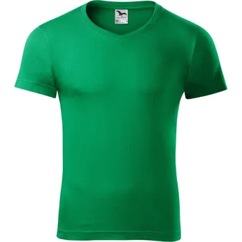 Malfini Slim fit V-NECK Pánské triko 146 středně zelená XXL