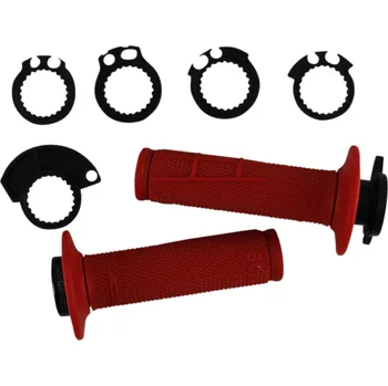 Motokrosové rukojeti - gripy PROGRIP 709 SCS LOCK ON - s lock-on, délka 115 mm, průměr 22-25mm, barva červená, pár (Rukojeti na řidítka, ručky na moto, PROGRIP 709 SCS - speed control system)