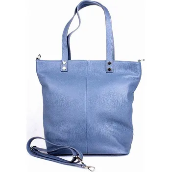 Kabelka Velká džínově modrá kožená kabelka na rameno Borse in Pelle no. 777