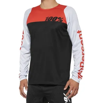 cyklistický dres Dres - 100% R-Core Ls 2022 - Black / Racer Red M