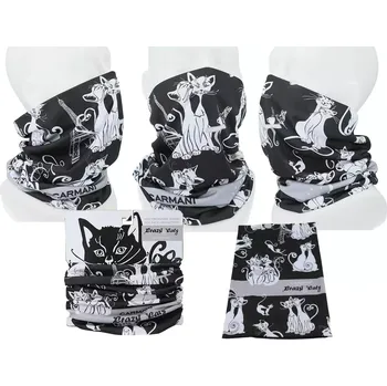 Šátek Carmani® Carmani - Šátek Bláznivé kočky, černý podklad - 25,5*36,5 cm