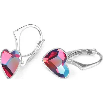 Prsten NUBIS® Stříbrné náušnice se srdcem Crystals from Swarovski® Light Siam Shimmer - NB-0202-LSS