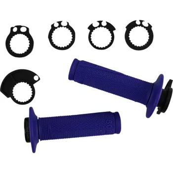 Motokrosové rukojeti - gripy PROGRIP 709 SCS LOCK ON - s lock-on, délka 115 mm, průměr 22-25mm, barva modrá, pár (Rukojeti na řidítka, ručky na moto, PROGRIP 709 SCS - speed control system)