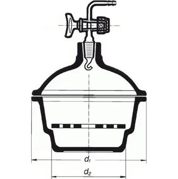Kanalizační potrubí Exsikátor s NZ 24/29 se skleněným kohoutem dle normy ČSN, SIMAX, Popis: S porcelánovou deskou, DN: 200