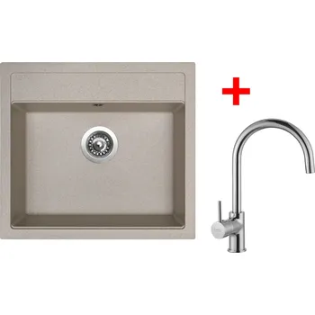 Granitový dřez Set Sinks SOLO 560 + baterie Barva: Béžová světlá, Baterie: VITALIA, Označení: Avena