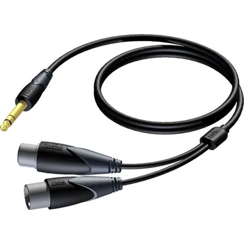 Audio kabel ProCab CLA709/1,5 - 1x Jack 6.3 - 2x XLR M+F - 1.5m