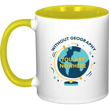 Hrnek malý barevný s potiskem Without geography you are nowhere