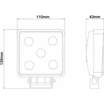 Svítilna Svítilna pracovní čtvercová 5 LED 5X3W JG-W051-F