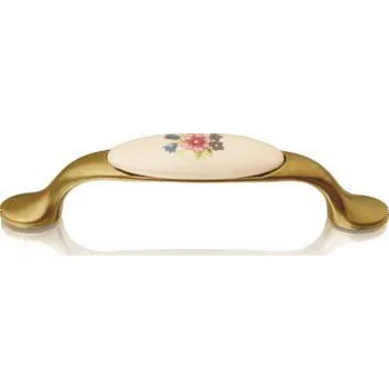 Nábytkové kování - Úchytka porcelánová Monika bronzová 96 mm Barva: barevná