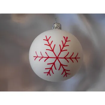 Vánoční dekorace Vánoční ozdoby Střední vánoční koule s vločkou 6 ks - bílá/červená bílá