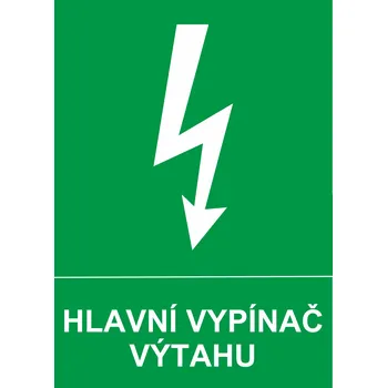 Značení Hlavní vypínač výtahu samolepící vinylová fólie A5 (210 x 148 mm)