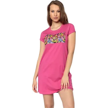 Dámské tričko Devergo dámské tričkové šaty s potiskem růžové Velikost: XS