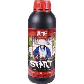 Hnojivo Shogun Start 1L, raná výživa (SHOGUN START je jemná živina vyvinutá pro založení raného vývoje rostlin a kořenů. Obsahuje vyvážené mikro a makro živiny spolu se složkou maximalizátoru SmartZen.)