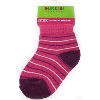 Tmavě růžové pruhované kojenecké dívčí ponožky Timothy 6 - 12 měsíců - 1 pár