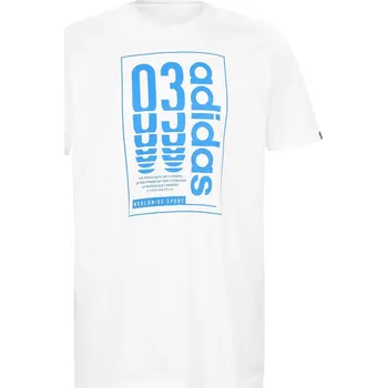 pánské tričko ADIDAS - WHITE/BLUE - M (Adidas Box Logo Men's T-Shirt)