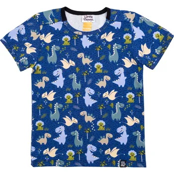 Chlapecké tričko modré bavlněné tričko s potiskem dinosaurů