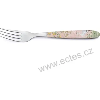 Příbor Easy Life JARDIN DE REVES nerezová jídelní vidlička s ozdobnou rukojetí bílá volavka v rozkvetlé zahradě snů