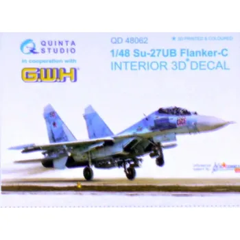 Plastikový model Quinta studio 1/48 Su-27UB Flanker C 3D-Printed Interior (GWH)