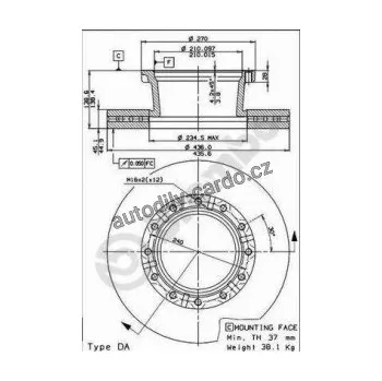 Brzdový kotouč Brzdový kotouč BREMBO 09.7183.40 - IVECO
