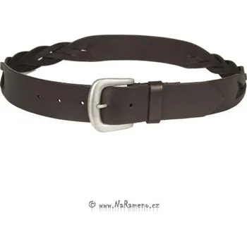 Opasek Dámský pletený pásek HIDESIGN z jednoho kusu kůže WB-04 tmavě hnědý, vel. 30" (XXS) - obvod pasu cca 73-84 cm