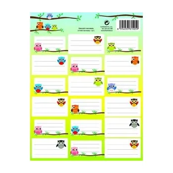 Set školních potřeb ŠTÍTKY NA SEŠITY - SOVIČKY