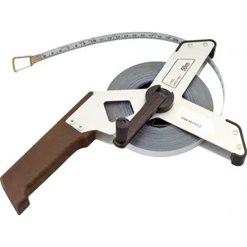 metr Pásmo s dřevěnou rukojetí - ocelová páska 50m KMITEX 8021