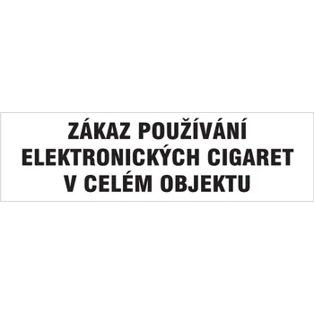 Zákaz používání elektronických cigaret v celém objektu (samolepka 210x60 mm)