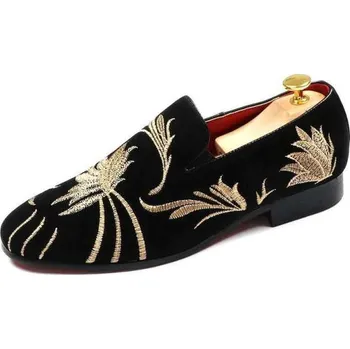 Pánské mokasíny Společenské mokasíny plesové a taneční loafers se vzorem Barva: Černá, Velikost: 38