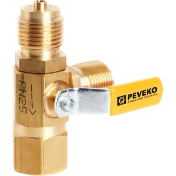 Ventil PEVEKO TK1102L Tlakoměrový kohout - třicestný, vnější závit M20x1,5 s čepem /otočná matice M20x1,5