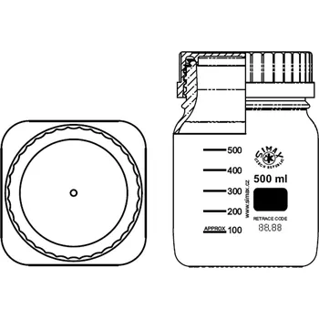 Láhev Láhev reagenční s modrým uzávěrem, hranatá, SIMAX, Objem [ml]: 1000, GL [mm]: 80