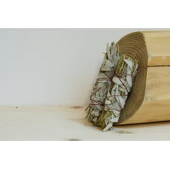 Čajovna Šalvěj Bílá + Rozmarýn (Kalifornie), vykuřovací svazek Mini - 10 cm, zvýhodněná sada 2 kusů