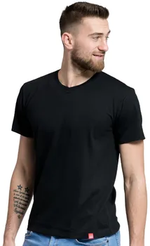 Pánské tričko CityZen Bavlněné tričko proti pocení s výstřihem do V černé