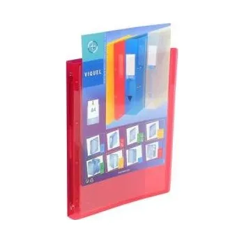 Pořadač čtyřkroužek Viquel červený PP 25mm A4 s kapsou