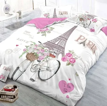 Povlečení XPOSE Paris Love 140 x 200, 70 x 90 cm zipový uzávěr