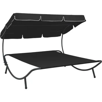 Zahradní lehátko vidaXL Zahradní postel s baldachýnem